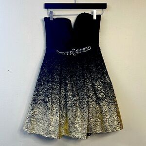 Windsor Strapless Black & Gold Dress